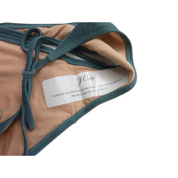 NWT J.Crew Ribbed Curved-Waist Cheeky String Bikini Bottom S Blue Textured - Picture 6 of 6